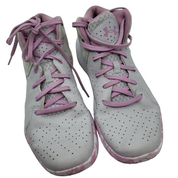 Under Armour UA Jet 21 GS Halo Gray Pacific Purple Camo Sneakers Shoes 7Y = 8.5W - Picture 6 of 16